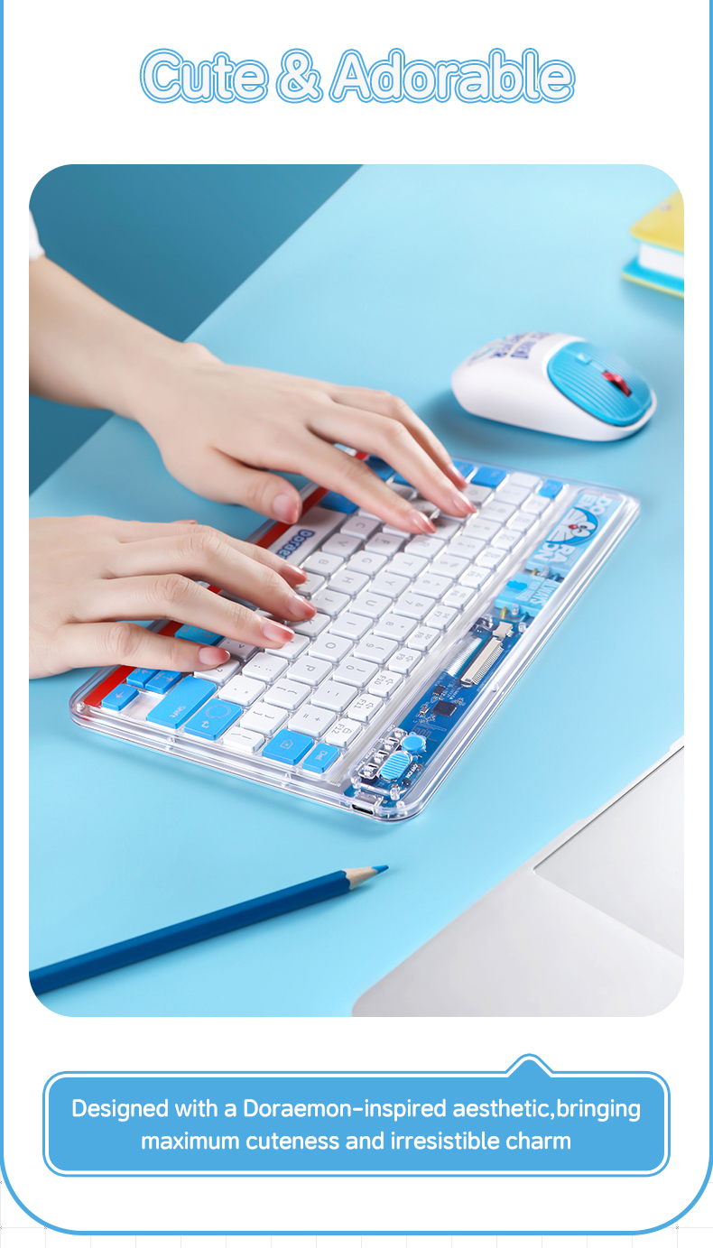 Bàn Phím Không Dây ROCK Doraemon Transpancy